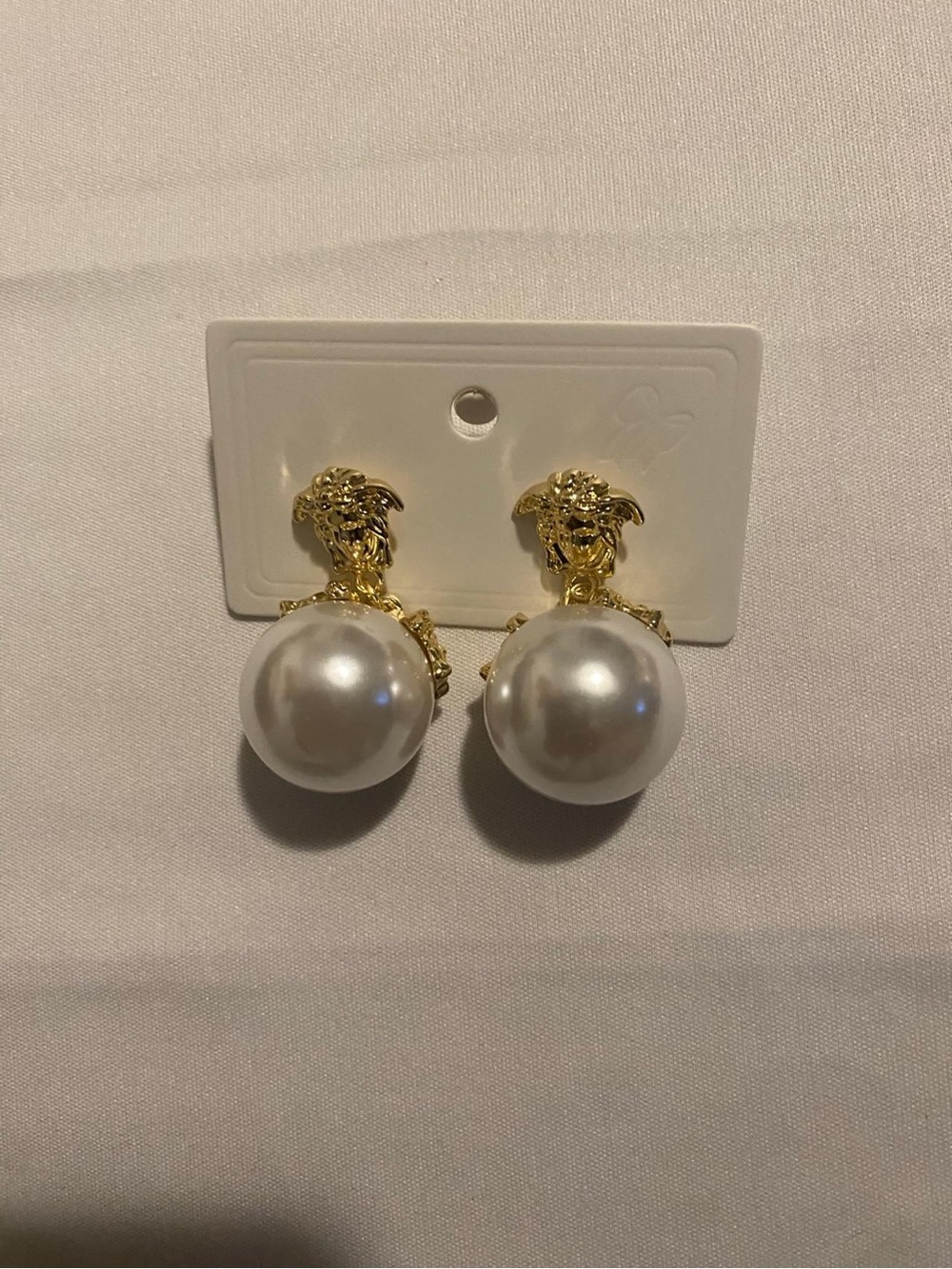 Gold and White Pearl Drop Earrings - Classic Women Jewelry